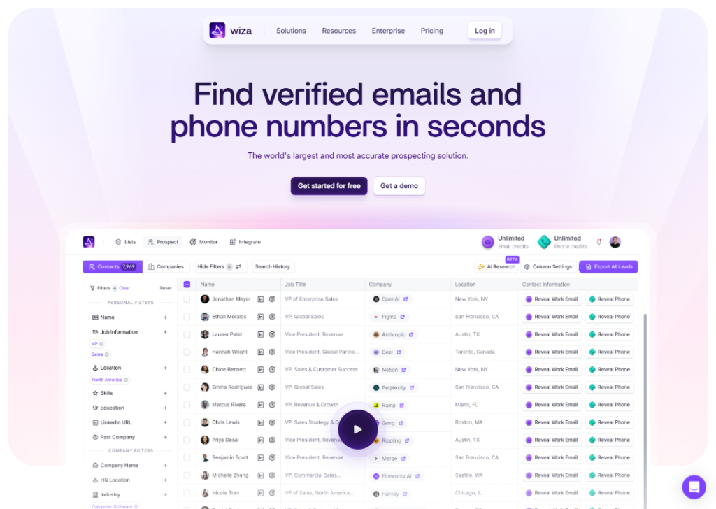 15 Best B2B Landing Page Examples to Boost Conversions 8 wiza-landing-page
