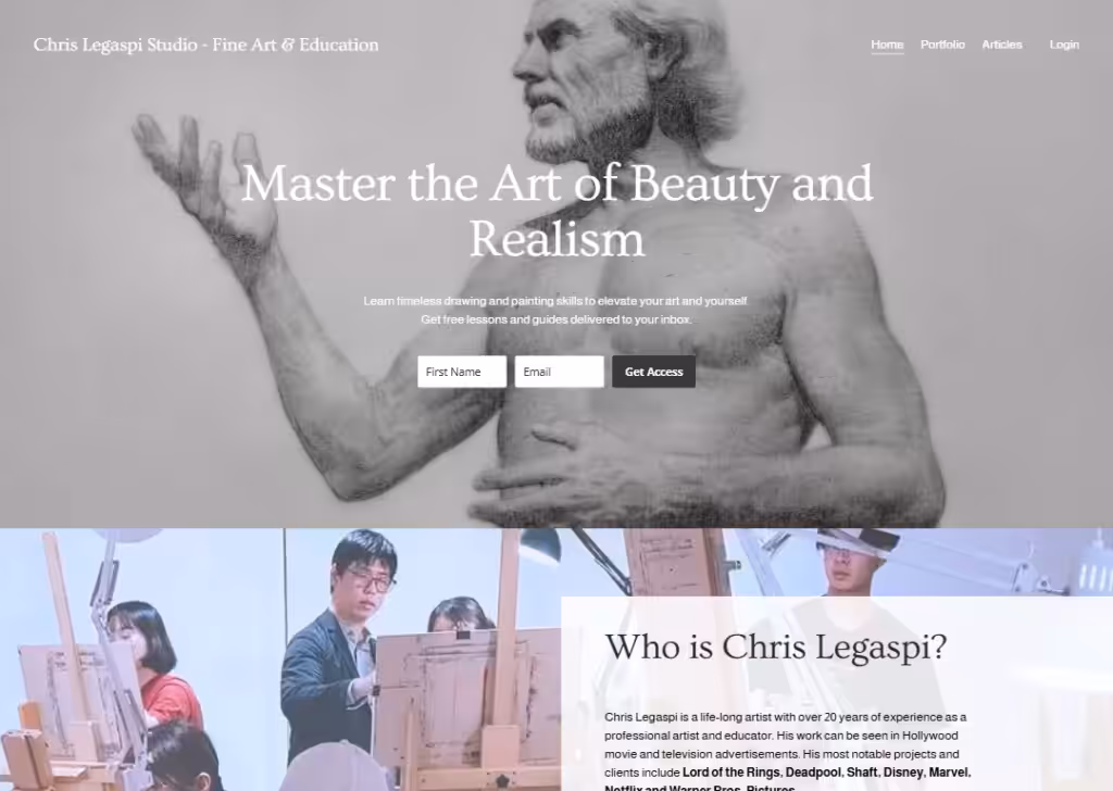 17 Newsletter landing page examples for higher signups 9 draw-with-chris-newsletter-landing-page