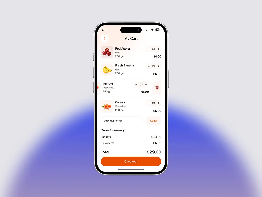 Grocery Mobile App – Cart Page UI
