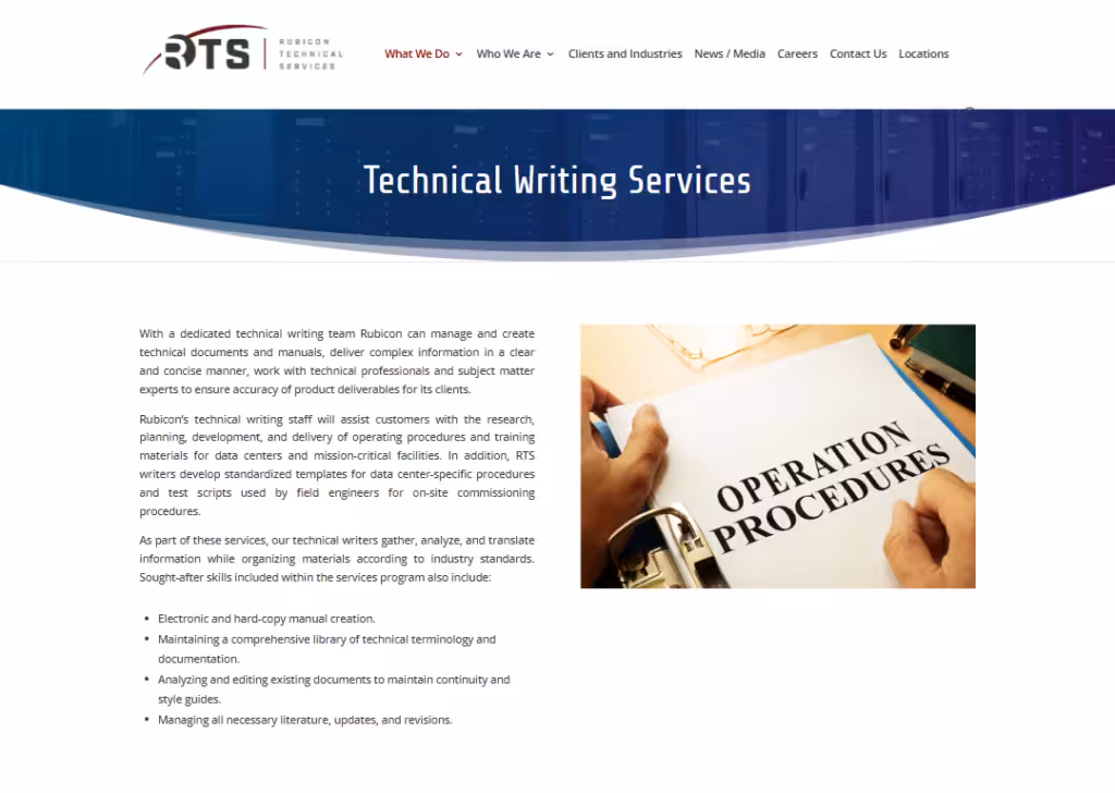 Rubicon Technical Services website