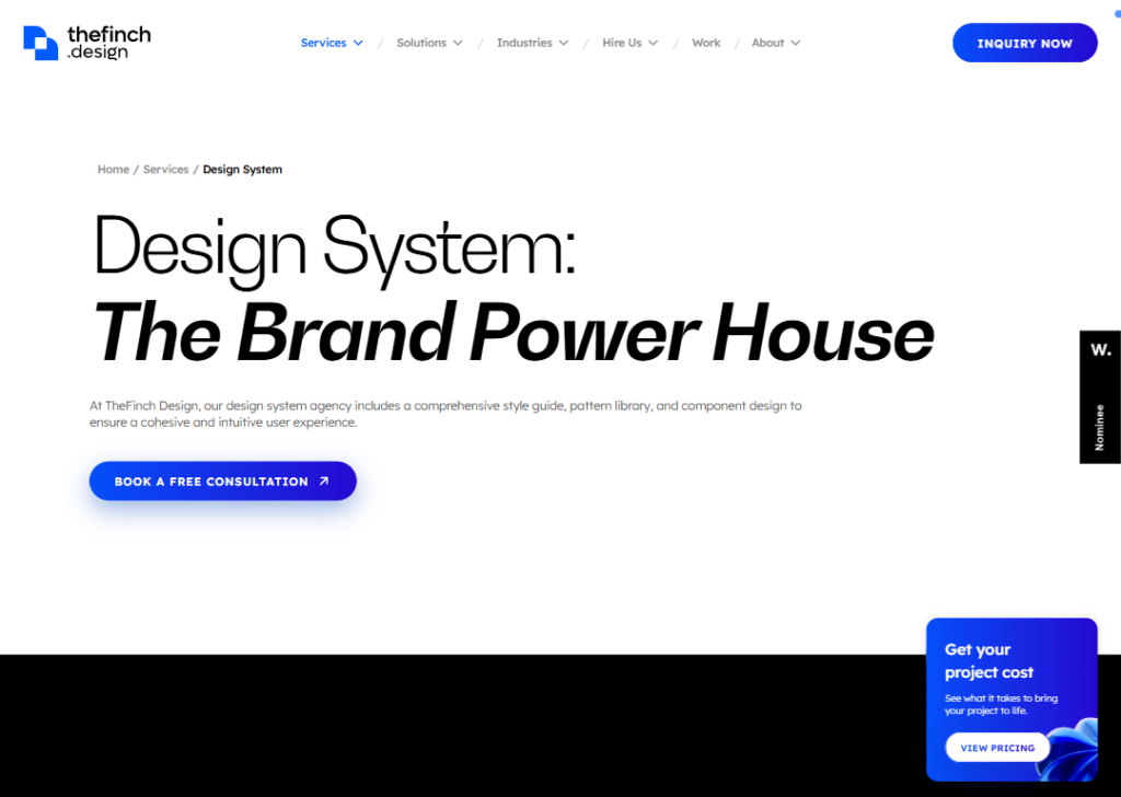 TheFinch Design website