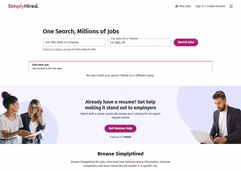 10 Best websites to get technical writing services in 2026 8 simply-hired-homepage