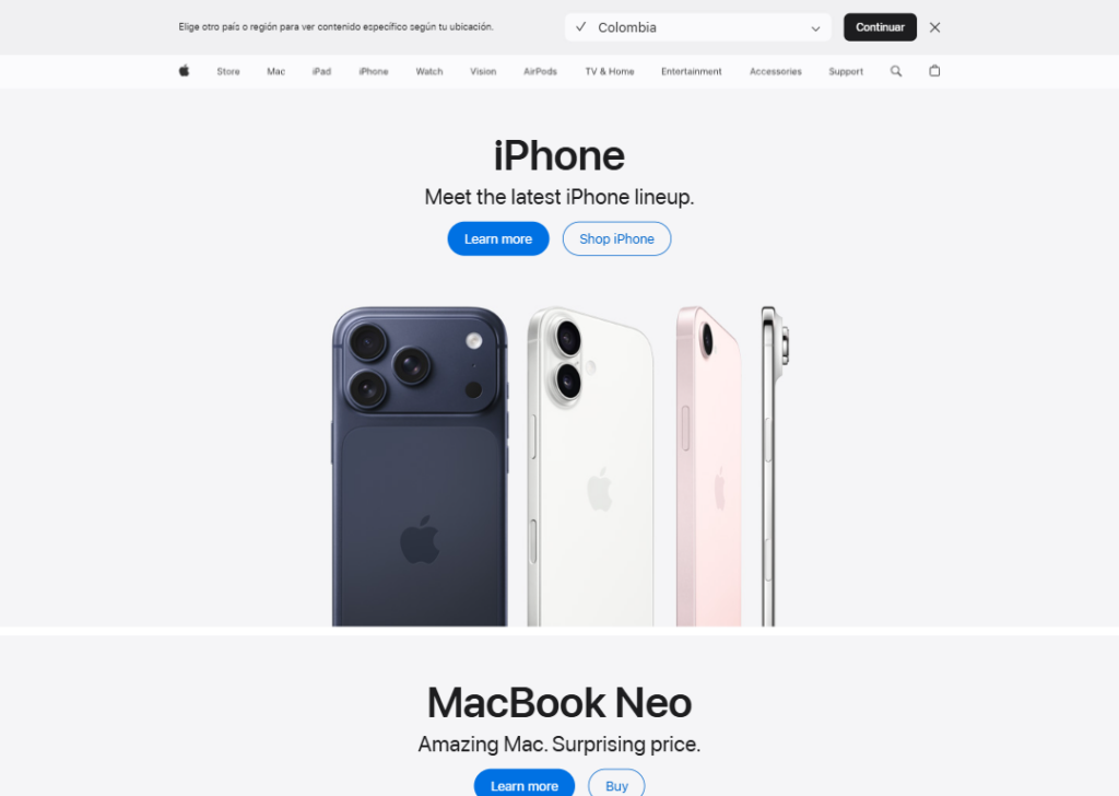 Apple website