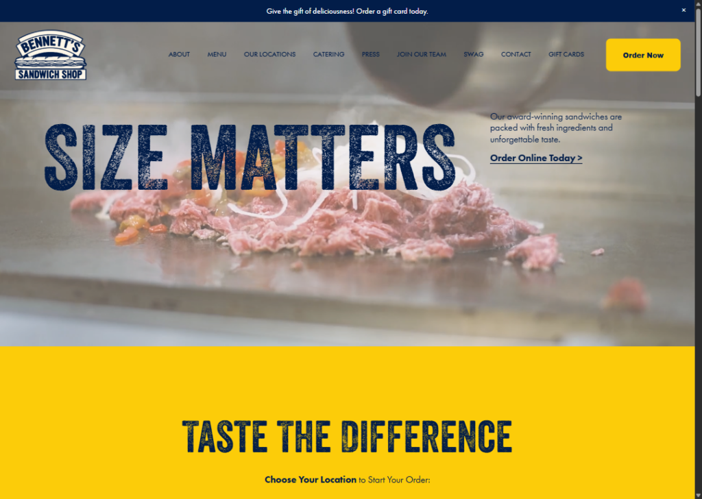 Bennett's Sandwich Shop website