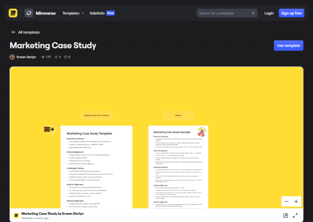 Marketing case study template (Miro)