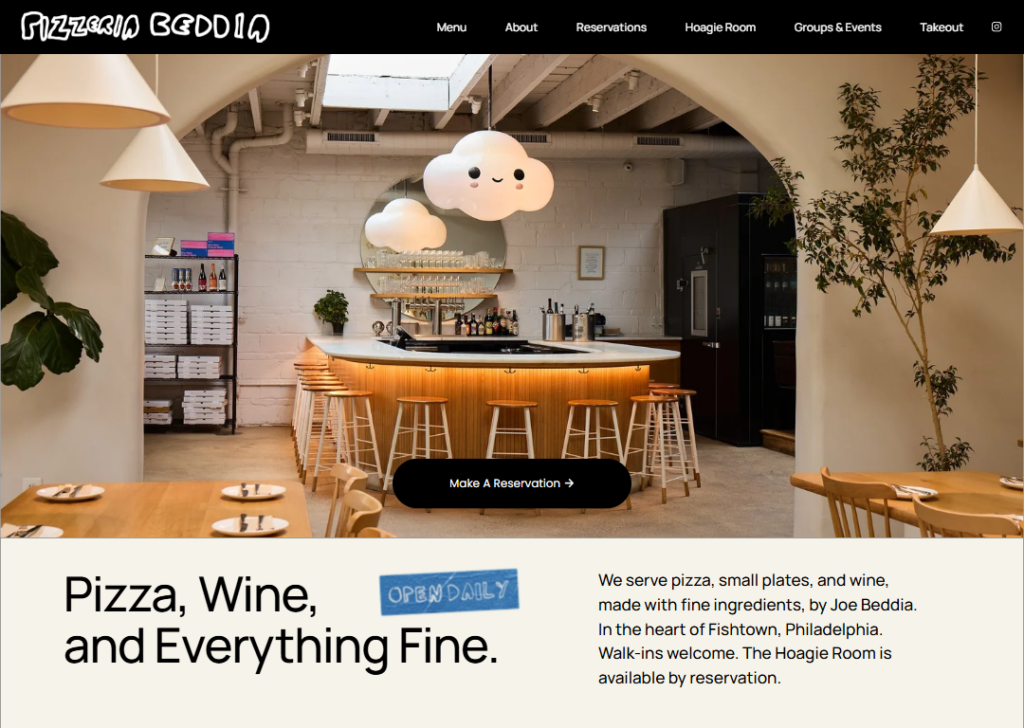 Pizzeria Beddia website