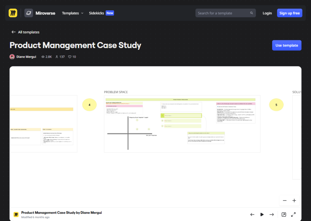 Product management case study template (Miro)